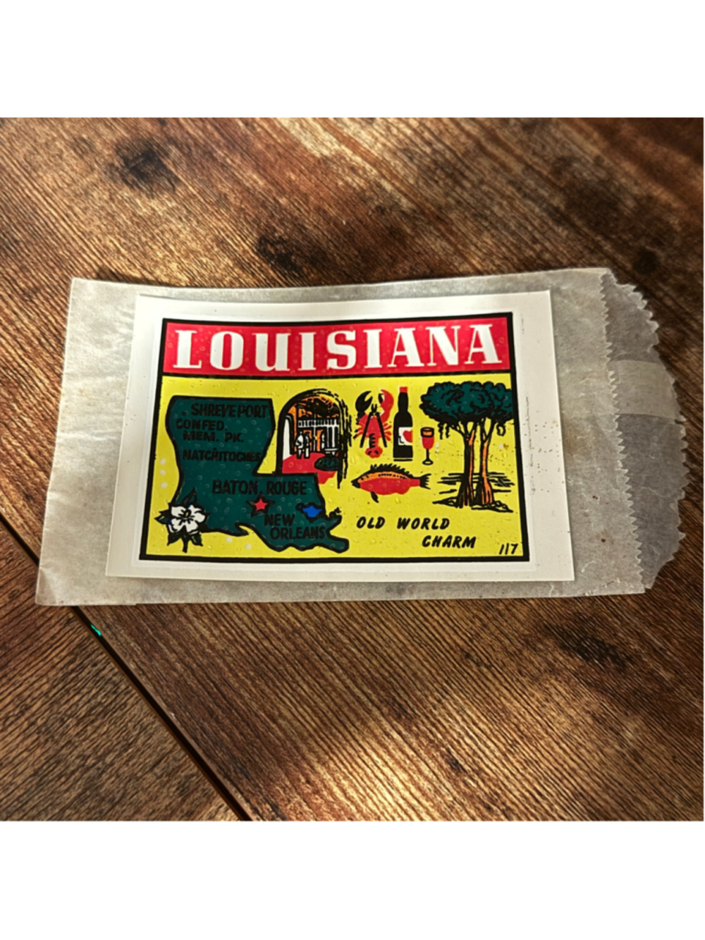 Vintage 1960s Louisiana Travel Decal | Old World Charm Souvenir